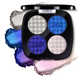CHARMACY 4 Colors Chameleon Eyeshadow & Highlighter Palette, Shift-Infused Multichrome Pressed Pigments, Long-Lasting Velvet Finish, Vegan & Cruelty-Free Makeup Kit #02