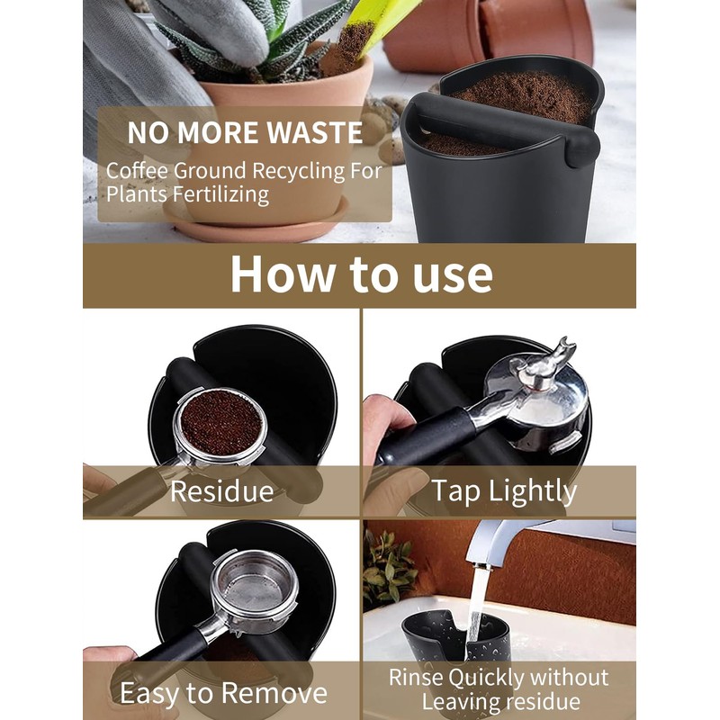 Espresso Coffee Knock Box for Barista, ABS Coffee Grind Knock