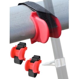 Rod Holder Fishing Rod Receiver Rod Stand 3-Piece Set with Hook-and-Loop Fastener for Embankment, Railing, Handrail, Fence (Arch - Red)