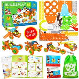 136 Pcs Stem Learning Toys - Kit De Construcción De Ingeniería Educativa Y Bricolaje Stem - El Mejor Juego De Construcción para Niños Y Niñas De 6 7 8 9 10 Años O Más Que Les Encanta Construir