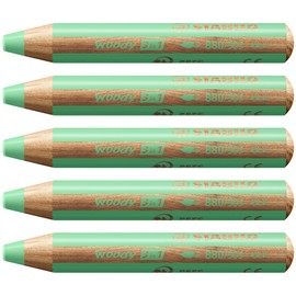 Multi-Talented Pencil - STABILO woody 3 in 1 - Pack of 5 - Pastel Green