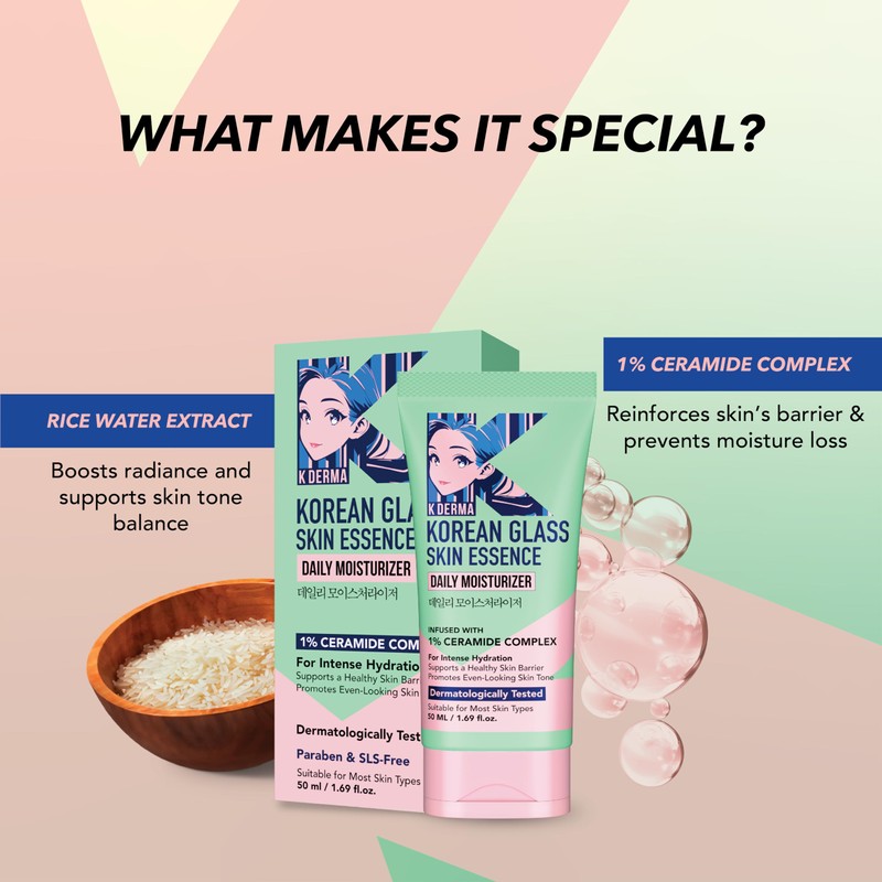 DR.RASHEL Korean Moisturiser with 1% ceramide and Rice Water for