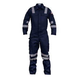 Premium High Visibility Hi Vis Coveralls with Leg Zipper (3XL - Regular, Navy Blue)