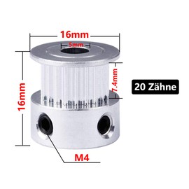 Saipor Pack of 5 GT2 Toothed Pulley 20 Teeth Bore 5 mm Aluminium GT2 Pulley 3D Printer Parts for 3D Printer Reprap 6 mm Wide Timing Belt