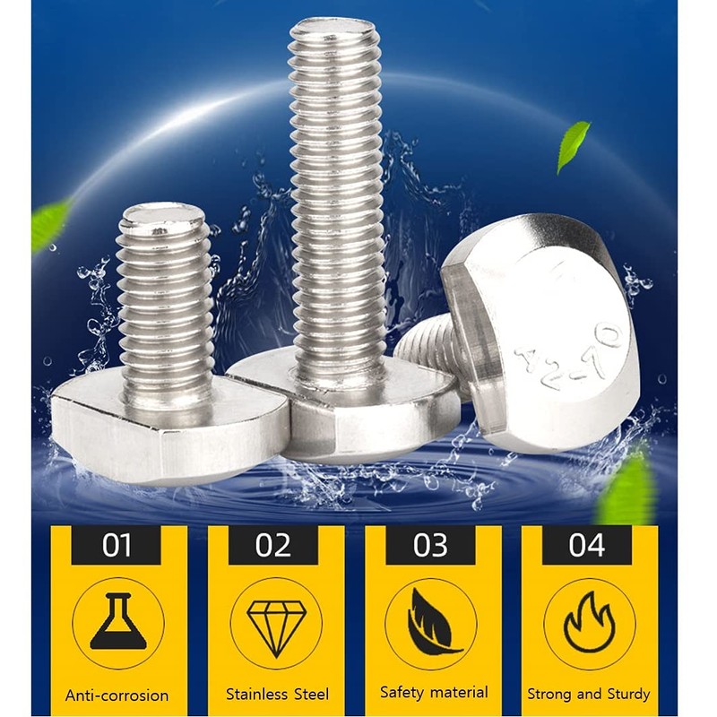 ANSIEDIO Hammer Head Screws Stainless Steel T Screw T-Bolts M8