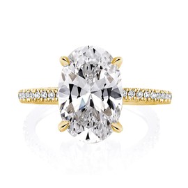 Effinny 3.5ct Elongated Oval Cut Engagement Ring,No Tarnish Yellow Gold Plated 925 Sterling Silver Simulated Diamond Promise Ring, Metal, Cubic Zirconia