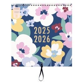 Busy B Family Wall Calendar - 17 Month Aug '25 - Dec '26 - Floral Design – Family Wall Planner with 5 Schedules, Notes, Mini Calendars, Stickers & 17 Monthly Storage Pockets - 30.5 x 30.5cm