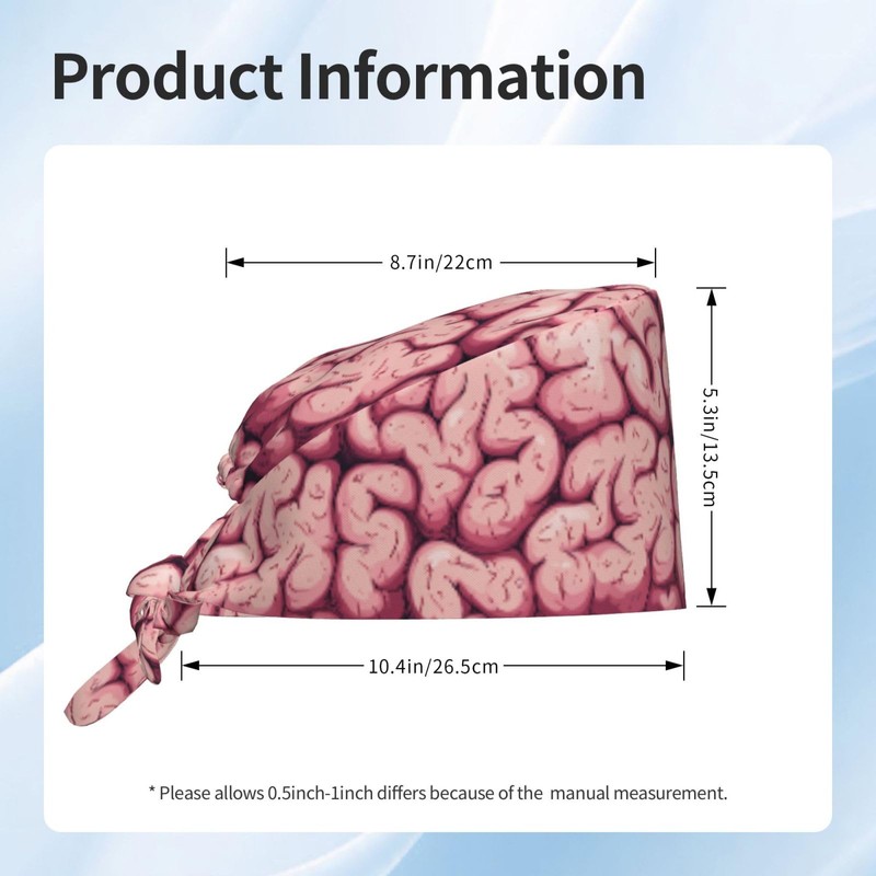 Human Brain Neurology Brains Cells Working Cap, Scrub Cap with
