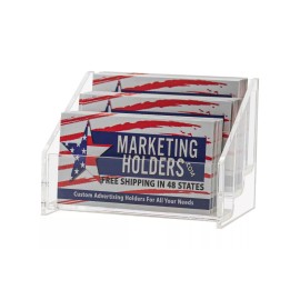 marketing holders Business Card Holder 3 Pocket Tiered Stand Desktop Display