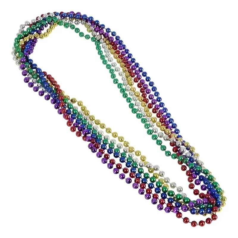 48 Collar Bolitas Mardi Gras Brilloso Batucada Fiesta Boda