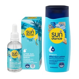 Sundance Set of 2 After Sun Skin Care: Overnight Serum Face, Neck & Décolleté with Aloe Vera, Hyaluron, Niacinamide, 50 ml + Intensive Lotion 24h Moisturiser Skin Regeneration 200 ml (250 ml)