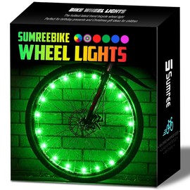 Sumree LED Bike Wheel Lights, 2-Tire Pack Bicycle Lights with Batteries Included - Stocking Stuffer Birthday Gift for Kids, Adults, Boys, Girls - Color: Green