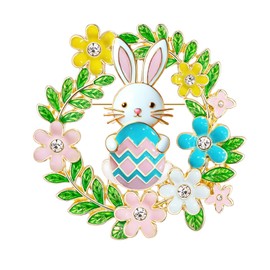 Vanjewnol Easter Bunny Wreath Pins and Brooches for Women, B05A