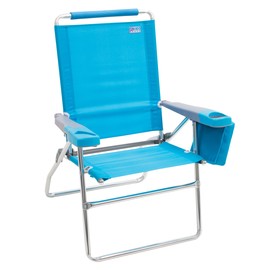 Rio Brands 17" Extended Height 4-Position Folding Beach, Camping, Lawn Chair, Turquoise