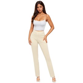 Hybrid & Company Women’s Straight Leg Pull On Pants – Ultra Stretch Ponte – Office & Casual Wear KP38010SL Ivory XXL