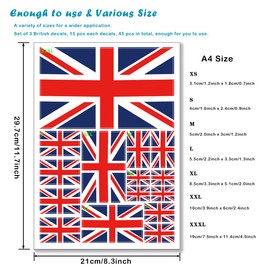 QQSD United Kingdom UK British Flag Sticker Union Jack Decal in Multiple Sizes, 3 Pack, 11.7 x 8.3 Inches