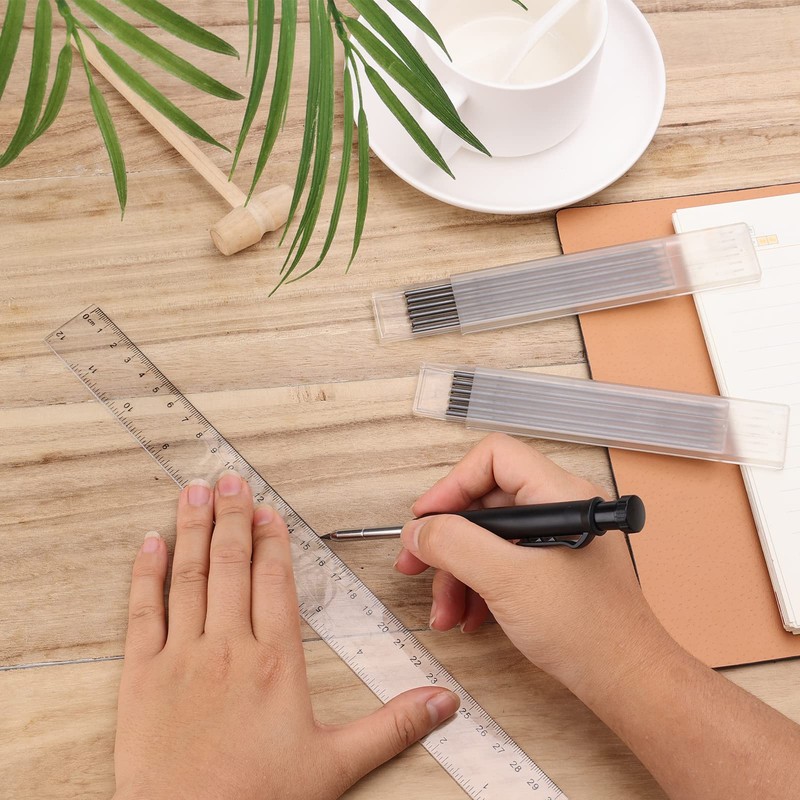 Construction Pencils with Sharpener, Mechanical Carpenter Pencil, Solid Pencil with