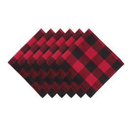 DII 100% Cotton, Oversized Basic Everyday 20x 20 Napkin, Set of 6, Red & Black Buffalo Check