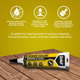 Selsil Siliconized Super Acrylic Latex Sealant, Indoor & Outdoor Paintable Caulk - Flexible, Weather & Moisture Resistant, White Caulking for Baseboards, Windows, Doors & More - 5.5 oz (160 ml)