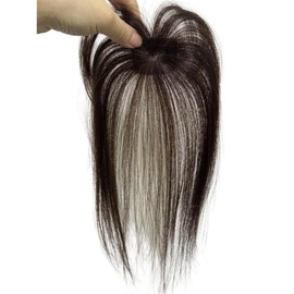 3D Natural Human Hair Fringe Clip Ins Bangs Transparent Silk Lace Air Bangs Brazilian Hairpieces Light Fake Bangs For Women (Dark Brown)