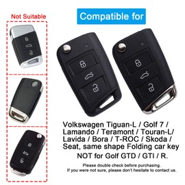 Kwak's Car Protective Key Cover PC Key Case Macaron Color Compatible for Volkswagen Tiguan-L Golf 7 Lamando Teramont Touran-L Lavida Bora T-ROC Skoda Flip Car Key with Leather Keychain-brown