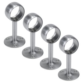 Antrader 4-Pack Stainless Steel 1.26 Inch Dia Wardrobe Closet Rod Rail Support Shelf Pipe Holder Socket Bracket Silver Tone