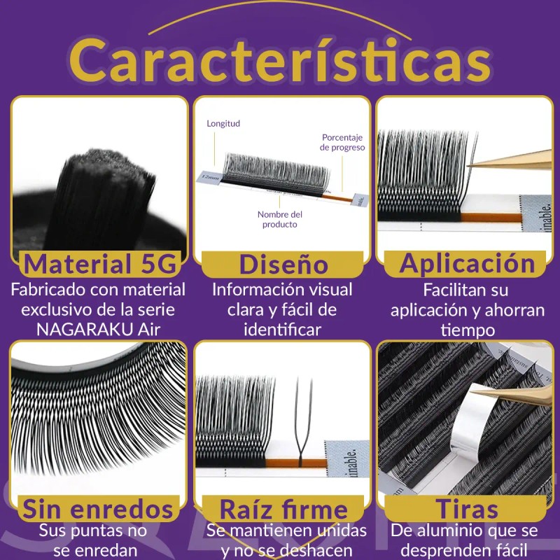 Extensiones De Pestañas Forma U 2d Uu Nagaraku Mix C