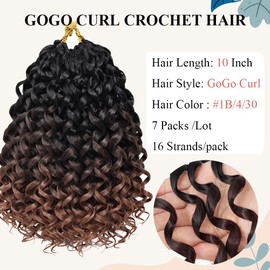 Curly Crochet Hair for Women 10 Inch Gogo Curl Crochet Hair 7 Packs Beach Curl Water Wave Curly Crochet Braids for Women Ombre Brown Deep Ocean Wave Braiding Hair (10 Inch, 1B/4/30)