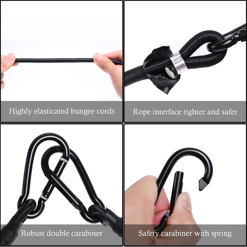 LOOGI Bungee Cords with Carabiner, 4 Set 30 cm (30cm