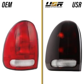 USR 98-03 Durango Tail Light – Replacement Tail Lamps Set (Left + Right) Compatible with 1998-2003 Dodge Durango / 1996-2000 Chrysler Grand Caravan & Caravan (DARK SMOKE RED LENS, Plug & Play Ready)