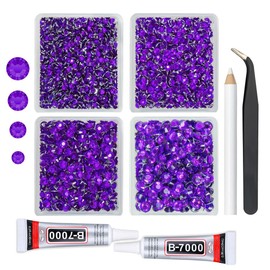 qiipii Mystique Purple Resin Crystal Rhinestones w B7000 Jewelry Glue for Bedazzling Crafting Flatback Stones 3mm 4mm 5mm 6mm Diamonds Crystals Gems Charms for Nails Face Eyes Makeup Tumblers Crafts