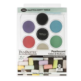 PanPastel 30113 Pearlescent & Mediums 10 Color Ultra Soft Artist Pastel Kit w/Sofft Tools & Palette Tray