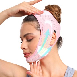 SZSL Small Face Belt Lift Mask Breathable High Elasticity Adjustable Face Beauty Tool for Men Women Pink