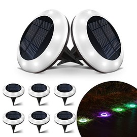 LAMTREE 8 Pack 20 Lumens Colorized Solar Ground Lights, Outdoor in-Groudn Solar Lights for Pathway, Patio, Yard, Path, Lawn and Garden with Color LEDs and White LEDs