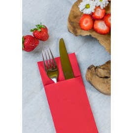 Aroba 50 Soft Point Cutlery Napkins, Soft Material, Volume and Structure, Ready Folded Napkins with Slot, 32 x 38 cm, 1/8 Fold Cutlery Bag, Good Quality Grey