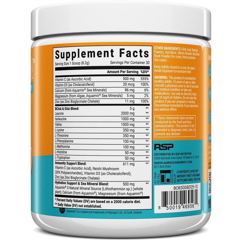 AminoLean Hydrating Electrolyte Powder and Recovery Drink with Sea Minerals,