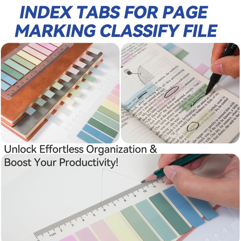 800 Sheets Transparent Sticky Notes with Index Tab, Waterproof &