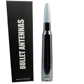 50 Caliber Chrome with White Tip Bullet Antenna for All Ford F150 F250 F350 F450 F550 Platinum King Ranch Raptor XL XLT Lariat (White)