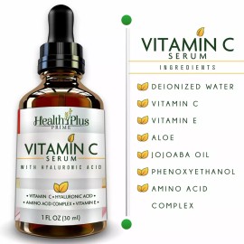 Premium Anti-Aging Vitamin C Serum for Face with Hyaluronic Acid – 1 oz, Brightens & Reduces Wrinkles