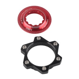 Bike Disc Rotor Adapter,Brake Center Lock Bike 6 Bolts Center-Lock hubs Aluminium Alloy Easy to Install and Disassemble(red+Black)