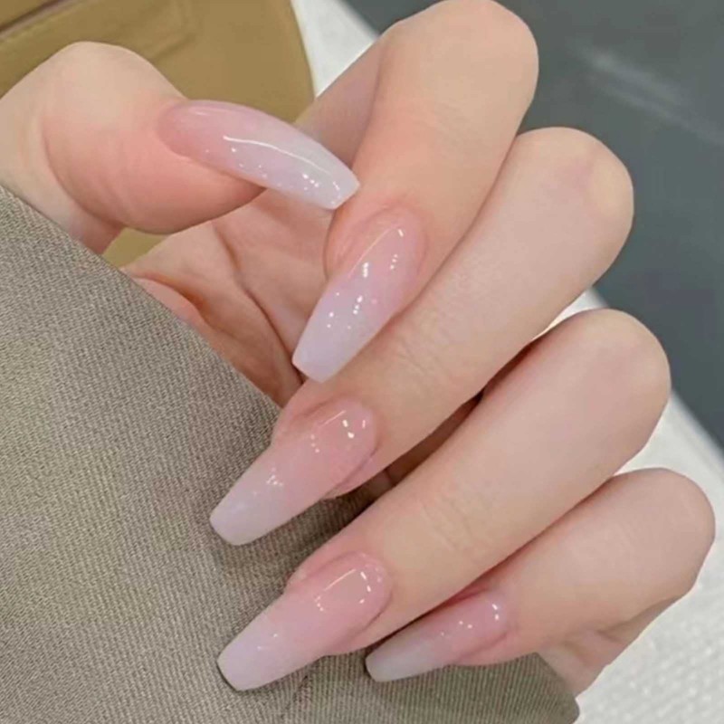 Prensado Largo En Uñas Cuadradas Francesas Uñas Postizas de Acrílico
