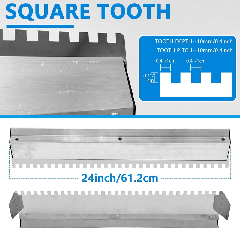 2 Pack 24 Inch Large Tile Trowel, Tile Tools, 2/5"