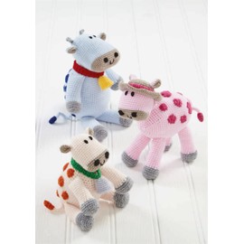 King Cole Double Knit Amigurumi Crochet Pattern Cow Toy in 3 Sizes (9155)