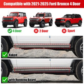 Side Skirt Pinch Weld Covers Compatible with 2021-2025 Ford Bronco 4 Door Aluminum Alloy Trail Armor Rocker Guard Protector Decorative Exterior Accessories