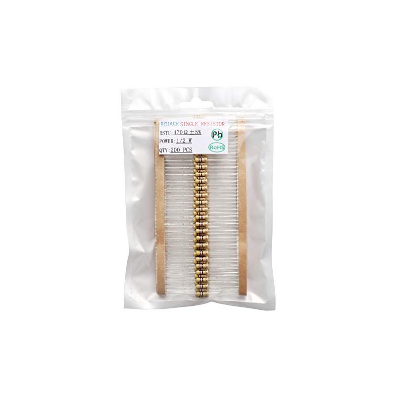BOJACK 470 Ohm Resistors 1/2 W ±5% Carbon Film Single
