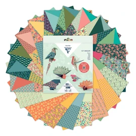 Clairefontaine 95382C - Origami Set with 60 Sheets 10 x 10 cm - 15 x 15 cm - 20 x 20 cm 70 g, Birds, 1 Set