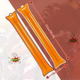 Civaner 48 Pieces Thunder Sticks Team Spirit Boom Sticks Cheering Sticks Plastic Cheerleading Spirit Stick Clapper Inflatable Noise Makers for Sporting Events Dance (Orange)