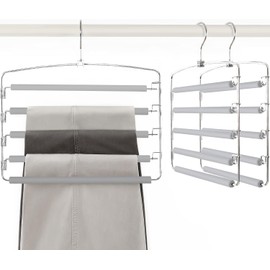 TOPIA HANGER Pants Hangers Space Saving, 3-Pack Swing Arm Pants Organizer for Closet, Non-Slip Foam Padded Organizer Hanger for Multi Slacks, Jeans, Trousers, Skirts, Scarfs (Grey)-CT27G