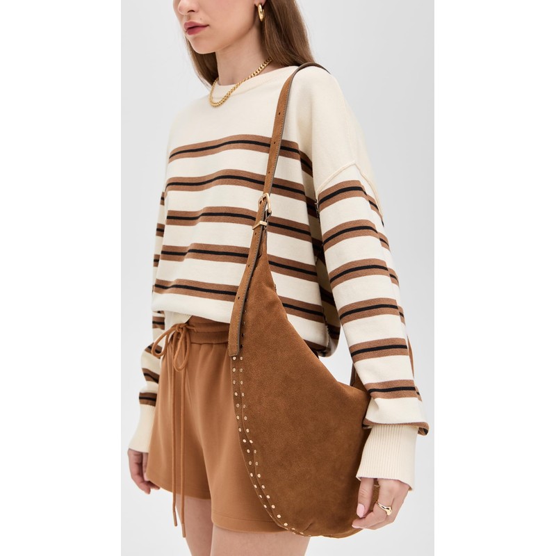 Madewell Women's Suede Essentials Slouch Hobo: Studs, Aged Cognac, Brown,