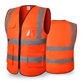 Hi Vis Vests for Women Men High Visibility Reflective Safety Vests Breathable With Pocket Zipper for Build Oudoor Work Meet ANSI/ISEA Standard